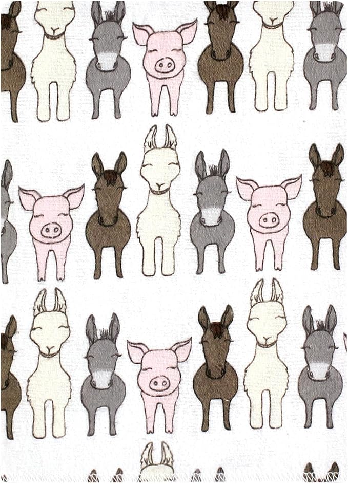 Hudson Baby Unisex Baby Cotton Flannel Burp Cloths Bundle, Farm Friends Pink, One Size