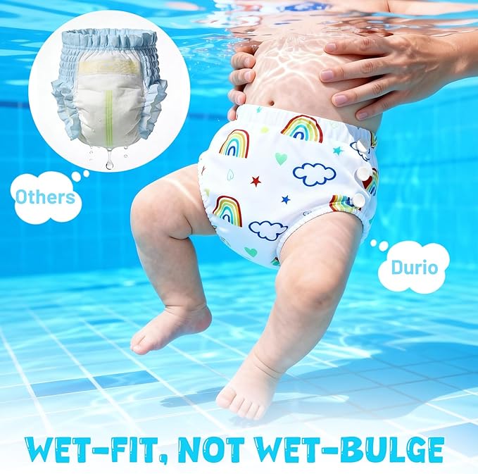 Durio Reusable Swim Diapers for Baby Toddler Newborn Washable Water Diapers for Swimming Beach Essentials