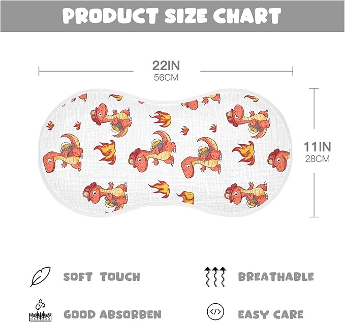 vvfelixl Baby Burp Cloths Firefighter Dinosaur Baby Newborn Cotton Burping Cloths Set Babys Washcloths 4 Pack