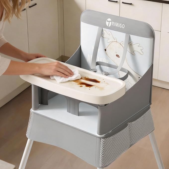 High Chair for Babies & Toddlers, Portable & Foldable Baby Feeding Chair with Removable Tray, Travel Highchair for Kitchen, Dining, Outdoors, Up to 33 lbs