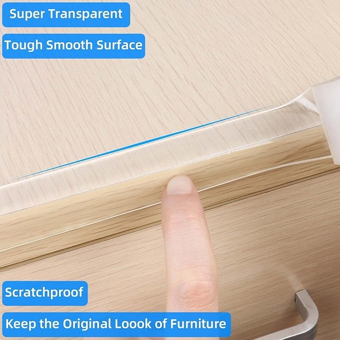 2Pack Clear Edge Protector Strip,1.18in x 16.4FT(32.8FT Total),Sharp Edge Wrap Cover Tape,Self Adhesive Protective Bumper Guards for Cabinet Door Desk Table Furniture,Kitchen Countertop,Waterproof