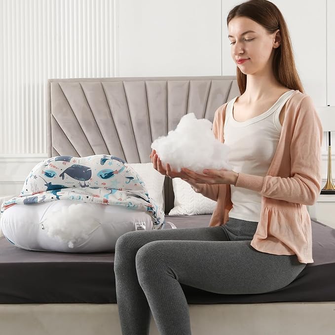 BATTOP Nursing Pillow for Breastfeeding, Feeding Pillow with Adjustable Waist Strap, Removable Slipcover, Breastfeeding Pillows for More Support for Mom, Plus Size, Extra Pillow on Top