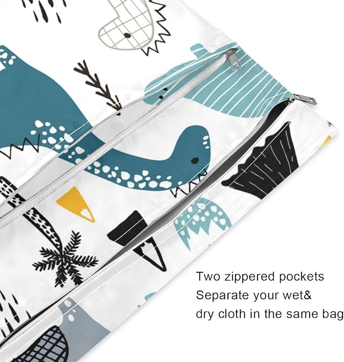 Cactus Plant Wet Dry Bag for Cloth Diaper&Swimsuit,Travel&Beach - Water Resistant Wet Bags - Perfect for Wet Clothes, Toiletries, 2 Pack