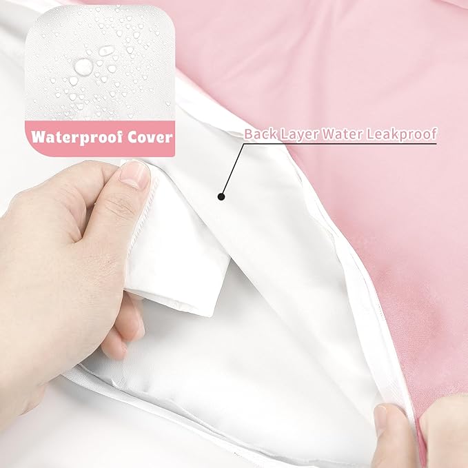 Hooyax Waterproof Nursing Pillow Cover, Stretchy Nursing Covers for New-Designed Breastfeeding Pillows, Adorable Infant Feeding Pillow Slipcover for Baby Boy and Girls (Pink)