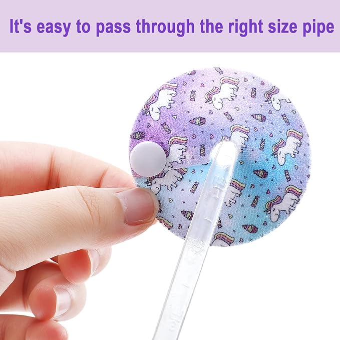 Breling 24 Pack G Tube Button Covers Cotton Pads for Feeding Support G Tube Accessories, Unicorn Feeding Button Pads Supplies Nursing Breast Supplies for Women