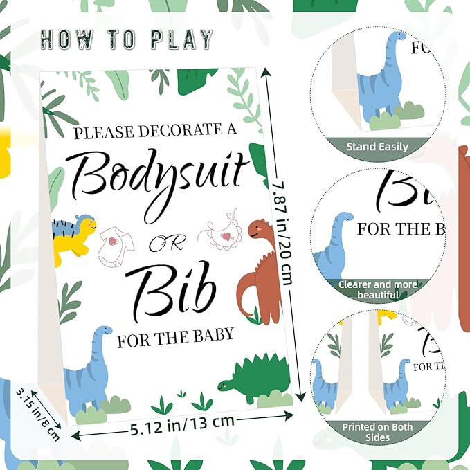 Bibs Bodysuits Baby Shower Game Sign Set Newborn Onesies Feeder Gift Fabric Marker Stencils Kit