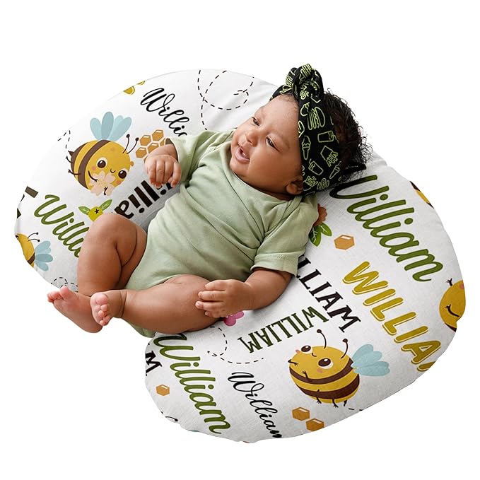 Dyoart Custom Baby Nursing Pillow Cover for Nursing, Bees Theme Removable Nursing Covers for Breastfeeding Pillows, Ultra Soft Comfortable Slipcover for Newborn Baby Boys and Girls