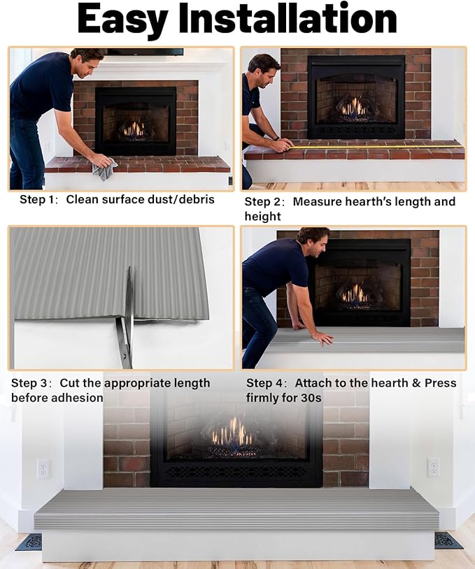 Fireplace Baby Proofing, Soft Seat Edge Cushion with Adhesive Backing, 78'' Foam Hearth Pad for Stone Brick Fire Place Bumper Protector for Toddlers Babies Child, Gray