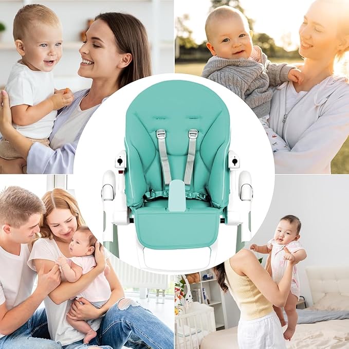 Baby High Chair Cover Replacement | PU Leather Dining Chair Cover with Soft Cushion Seat, Easy to Install High Chair Covers for Baby and Toddler, High Chair Cover Replacement (Light Green)