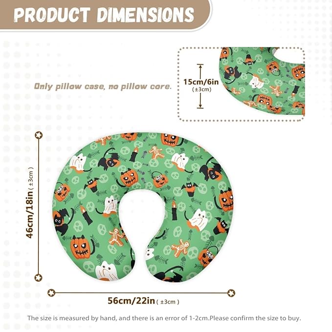 Pumpkin and Cartoon Ghost Nursing Pillow Cover for Baby Boy Girl Breastfeeding Nursing Pillow Slipcovers Super Soft Easy to Use and Dustptoof Halloween Decor