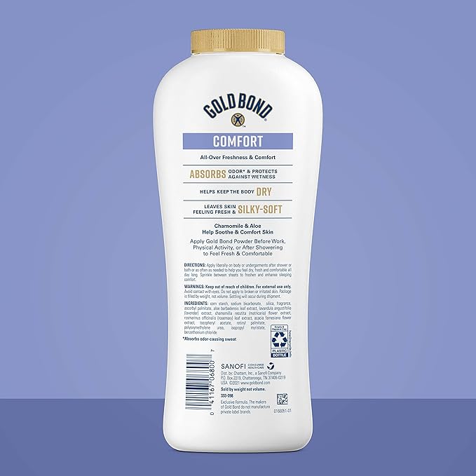 Gold Bond Comfort Body Powder for Men and Women, 10 oz., Talc-Free, Fresh Clean Scent With Aloe & Chamomile