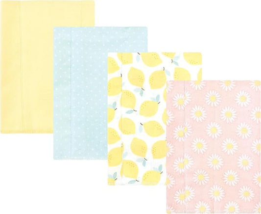 Luvable Friends Hudson Baby Flannel Burp Cloths 4pk, Yellow Daisy