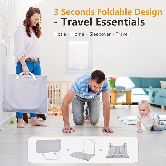 Toddler Bed Rails for Travel - Baby Guard Bed Rail Portable for Crib, Twin, Queen, Full, King Size Beds - Easy to Assemble, Safety Bed Side Rail for Toddlers and Kids （78.74 Inch）