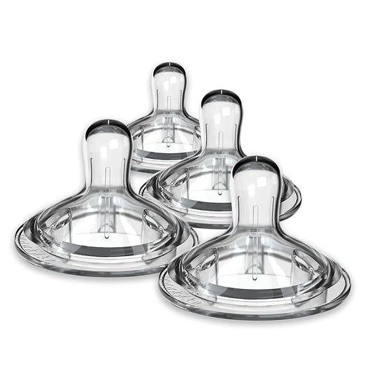 Nanobebe Nipples Baby Bottle Nipples, Silicone Nipple, Triple Vented, Ready to Use, 4 Pack, Slow Flow