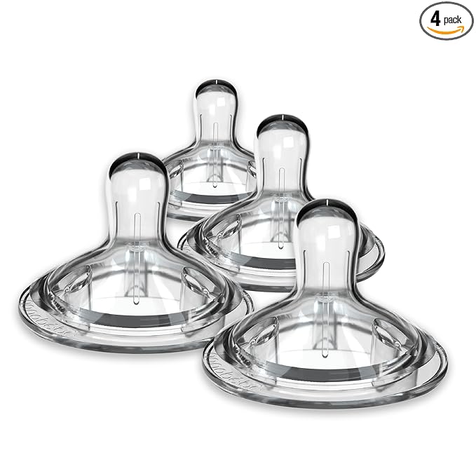 Nanobebe Nipples Baby Bottle Nipples, Silicone Nipple, Triple Vented, Ready to Use, 4-Pack, Preemie