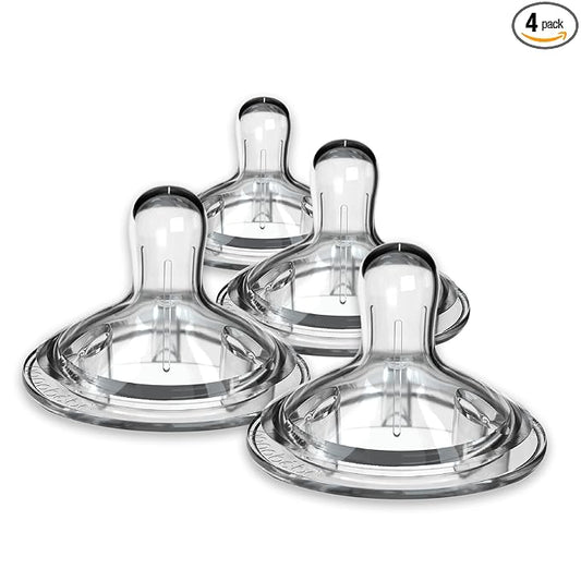 Nanobebe Nipples Baby Bottle Nipples, Silicone Nipple, Triple Vented, Ready to Use, 4-Pack, Preemie