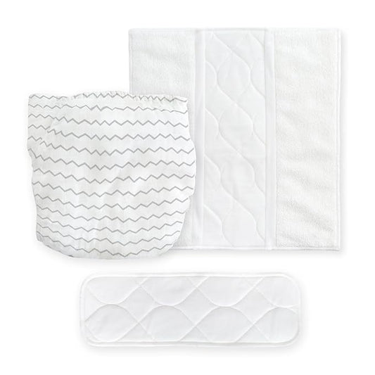 Amazing Baby Hybrid Cloth Diaper Cover with Pocket-Sling, Med, Sz 3 (12-25 lbs), Use with Boosties Inserts, Gray Mini Chevron, SmartNappy Set includes Muslin Cover + Tri-fold Insert + Booster Pad