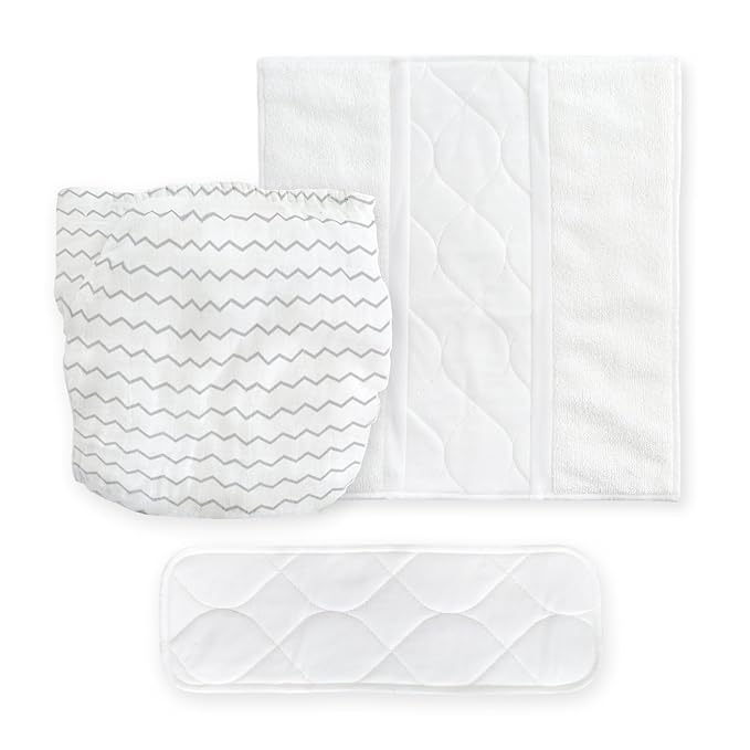 Amazing Baby Hybrid Cloth Diaper Cover with Pocket-Sling, Newborn, Sz 1 (5-10 lbs), Use with Boosties Inserts, Gray Mini Chevron, SmartNappy Set includes Muslin Cover + Bi-fold Insert + Booster Pad