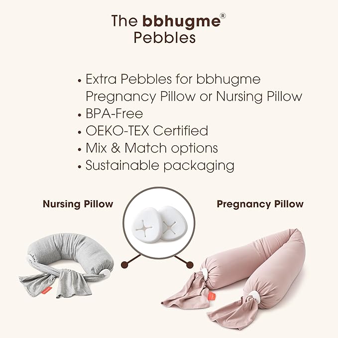 bbhugme Extra Replacement 100% BPA-Free Silicone Pebbles for Pregnancy or Nursing Pillow, Vanilla