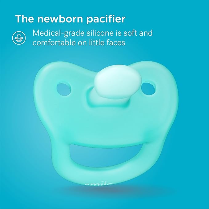 Smilo Baby Bottle Feeding Gift Set - Bottle Set with 100% Silicone Newborn Pacifier, Replacement Nipples and Baby Bottles Cleaning Brush - Perfect Essentials and Gift for Girls & Boys - Blue