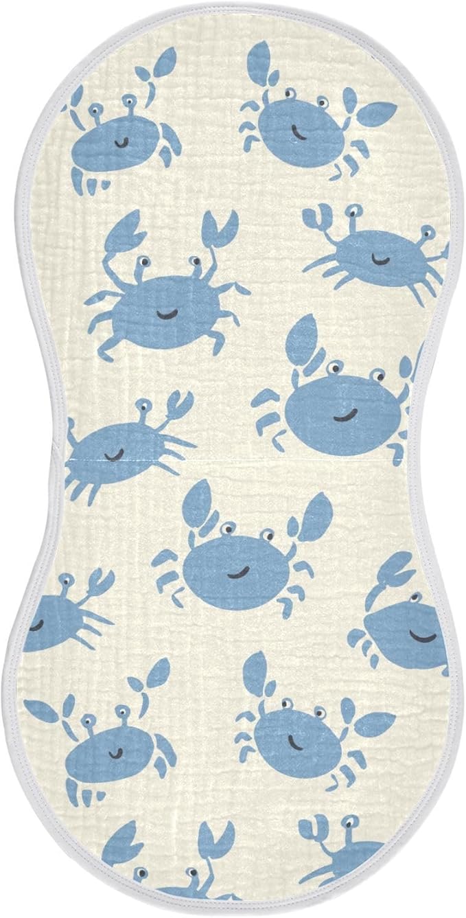 vvfelixl Muslin Burp Cloths Happy Crabs Baby Washcloths for Baby Girl Boys 2 Pack