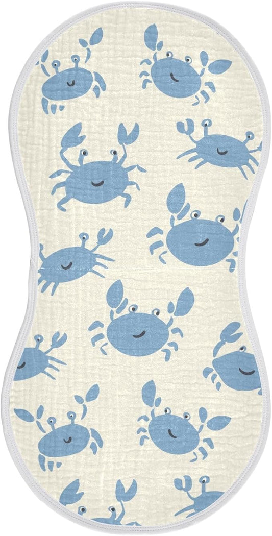 vvfelixl Baby Burp Cloths Happy Crabs Baby Newborn Cotton Burping Cloths Set Baby Washcloths 4 Pack