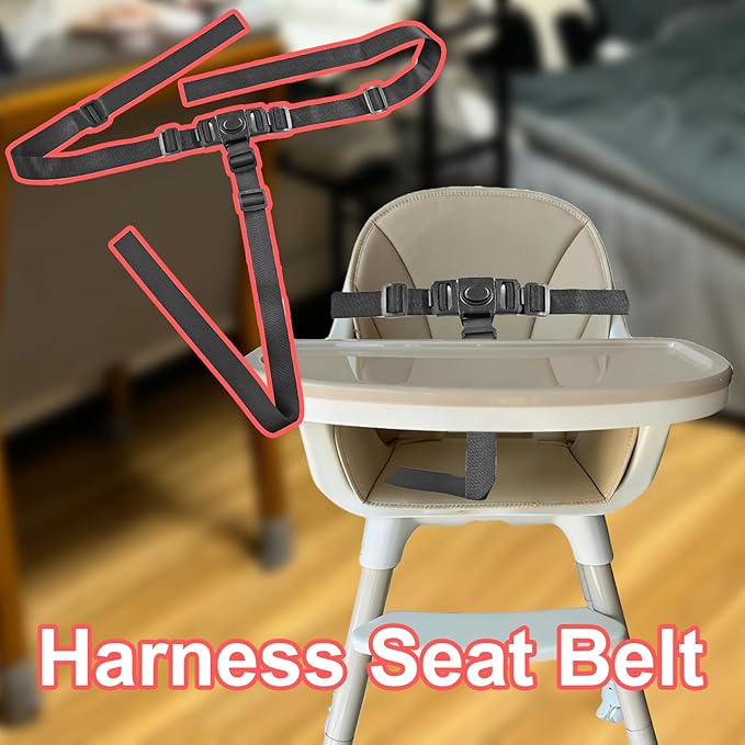 3 Point Harness Seat Belt for Kids,High Chair Straps Adjustable Harness Strap Belt Harness Strap Belt Kit Shoulder Strap Belts Replacement for High Chair (Black)