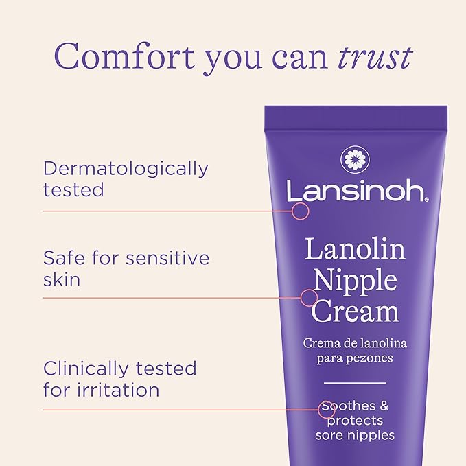 Lansinoh Nipple Cream Safe for Breastfeeding Baby, 100% Natural Nipple Butter, Breastfeeding Essentials for Postpartum Moms, 1.41 Ounces (2 Pack)