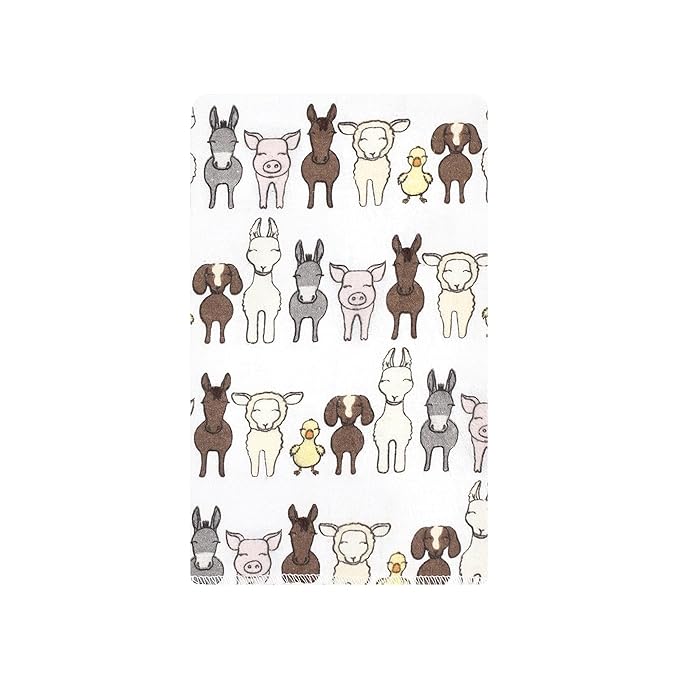 Hudson Baby Unisex Baby Cotton Flannel Burp Cloths 10-Pack, Farm Friends Grey, One Size