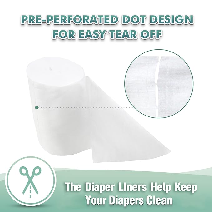wegreeco Cloth Diaper Liners - Unscented Diaper Liners, Fragance Free Cloth Diapers Liner - 100 Sheets Per Roll (2 Roll)