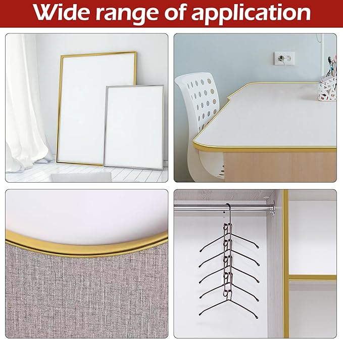 U-Shape Edge Banding, 16.4FT Veneer Edge Banding, PVC Self Adhesiv Furniture Corner Edge Strip Countertop Table Cabinets Chairs Shelves Restoration, 25MM, Gold