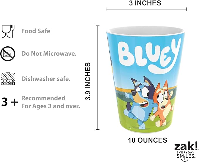 Zak Designs Bluey Kids Dinnerware Gift Set Includes Plate, Bowl, Tumbler, Water Bottle, and Utensil Tableware, Made of Durable Material and Perfect for Kids (6 Piece Gift Set, BPA-Free)