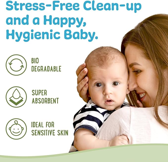 Peekapoo - Disposable Cotton Wash Cloths (50 Pack), Biodegradable, Soft, Thick, Baby Burp Cloths, Unscented, Hypoallergenic Burping Cloth, Sensitive Skin