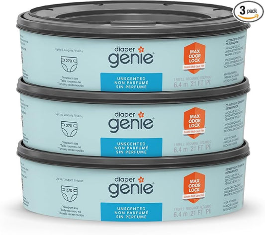 Diaper Genie Bags Refills 270 Count (Pack of 3) with Max Odor Lock | Holds Up to 810 Newborn Diapers