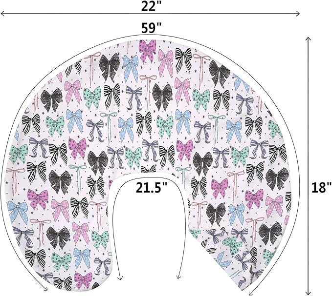 Spooky Halloween Bows Baby Nursing Pillow Covers for Boy Girl Cute Girly Ribbons Stars Nursery Pillowcase for Breastfeeding Pillows Fall Autumn Bows Soft Stretchy Slipcovers for Newborn
