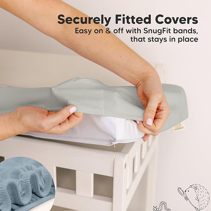 2-Pack Baby Changing Pad Cover for Girl, Boy - 34x18 Soft Viscose Derived from Bamboo Baby Diaper Changing Table Pad Cover Sheets, Neutral, Snug Fit Nursery Diaper Change Sheets (Steel)
