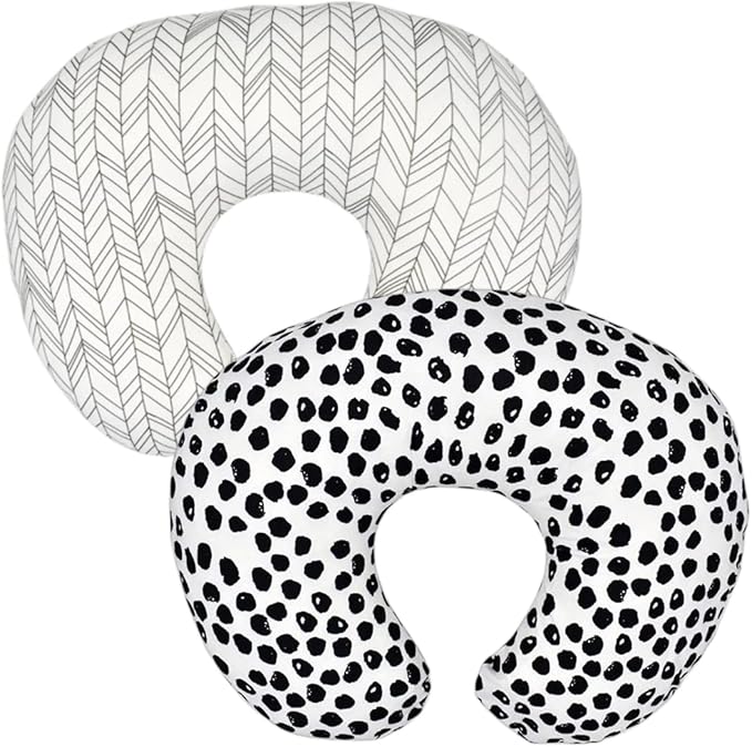 2 Pack Nursing Pillow Cover Slipcover for Breastfeeding Pillows, Soft and Comfortable Safely Fits On Standard Infant Nursing Pillows, Black