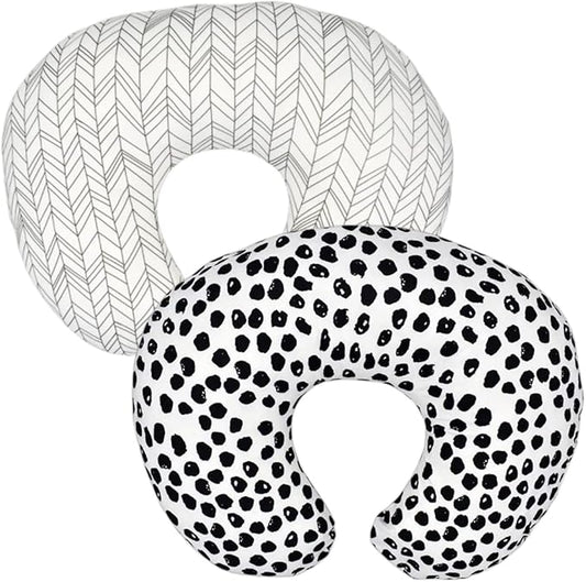 2 Pack Nursing Pillow Cover Slipcover for Breastfeeding Pillows, Soft and Comfortable Safely Fits On Standard Infant Nursing Pillows, Black