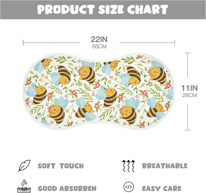 vvfelixl Burp Cloths Honey Bee Cute Bumble Bee for Baby Boy Girls Baby Washcloths Burp Rags 1 Pack