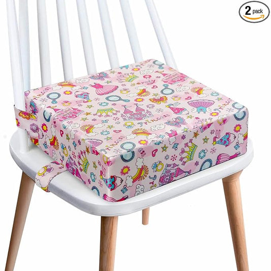 Toddler Booster Seat for Dining Table,4 Inches Washable Double Safer Straps Non-Slip Bottom Booster Seat for Kids, Portable Travel High Density Sponge Detachable Increasing Cushion for Child...
