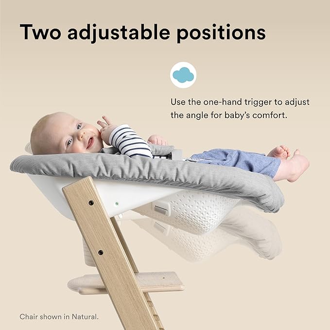 Tripp Trapp Chair from Stokke (White) + Tripp Trapp Newborn Set (Grey) - Cozy, Safe & Simple to Use - for Newborns Up to 20 lbs