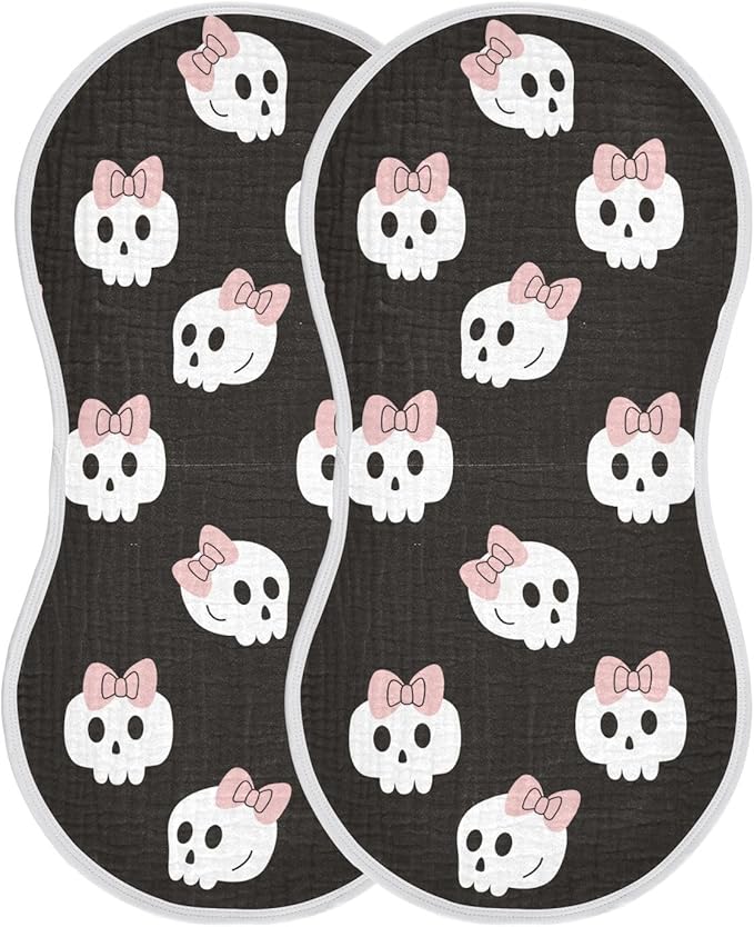 vvfelixl Skulls Bow Halloween Burp Cloths for Baby Boy Girls Baby Washcloths Burp Rags 1 Pack