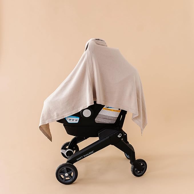 MakeMake Organics Knit Breathable Nursing Cover Up for Breastfeeding - Soft GOTS Certified Organic Cotton Breastfeeding Cover Up for Women - Privacy Feature, Beige