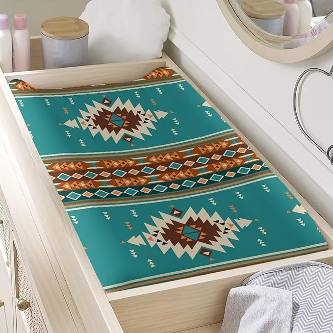 WesternChanging Pad Cover Boys Tribal Changing Pad Cover Baby Girl Boy Aztec Diaper Change Table Covers Purple Soft Stretchy Safe Changing Mat Sheet Cover