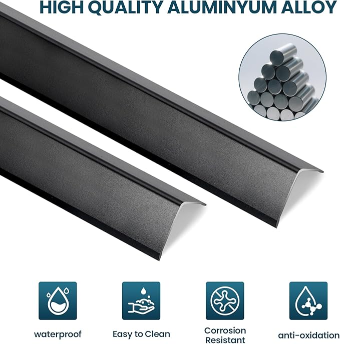 8PCS 36" Black Metal Corner Protector, Peel and Stick Aluminum Corner Guards L molding Tile Trim, Suit for Wall Door Frame Cabinet Baseboard Decor, Size 36in x 0.8in (Pack of 8)
