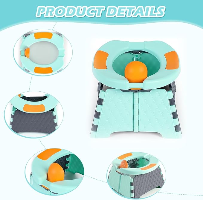 Travel Potty for Toddlers, Portable Potty Chair with Bag & 30 Pouches - Kids Toilet for Car, Camping, Indoor Outdoor - Splash-Proof Design, Easy Clean Training Seat (Blue)