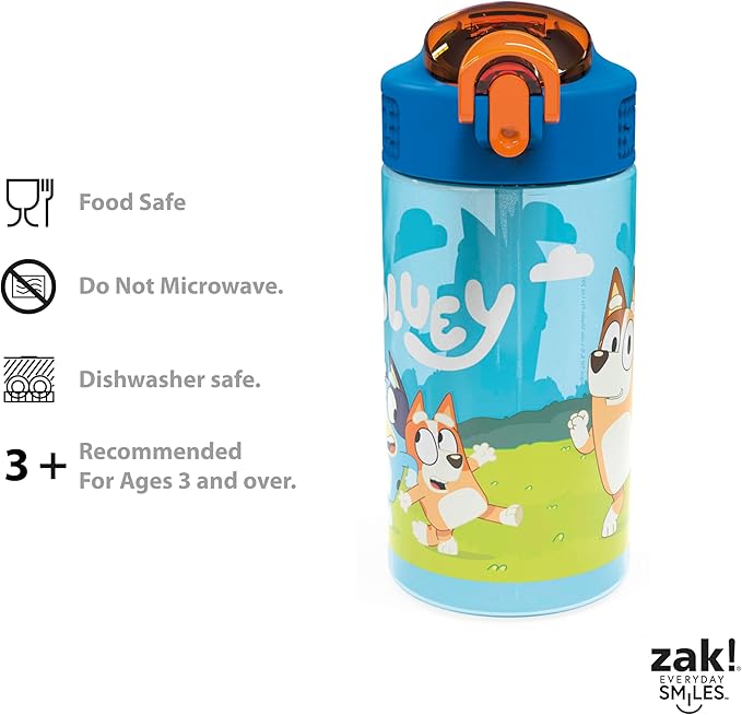 Zak Designs Bluey Kids Dinnerware Gift Set Includes Plate, Bowl, Tumbler, Water Bottle, and Utensil Tableware, Made of Durable Material and Perfect for Kids (6 Piece Gift Set, BPA-Free)
