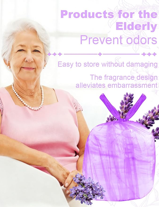 Large Adult Diaper Disposal Bags 23"x18" with Wall Mount Storage Box, 96 Pcs Disposable Diaper Sacks, Odor Lock to Reduce Embarrassment, Travel & Incontinence Disposal Bags for Home & Travel, Purple