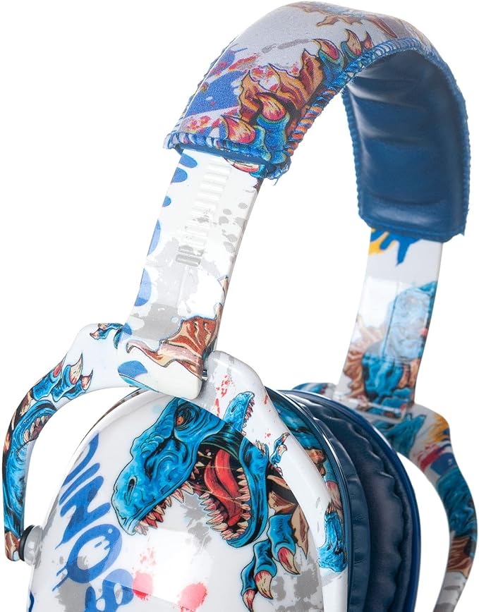 Kids Hearing Protection,25dB NRR Noise Reduction,Sound Proof for Kids,Toddler,Safety Earmuffs for Concert,Airplane,Autism,Monster Jam,Travel,School- Blue Dinosaur