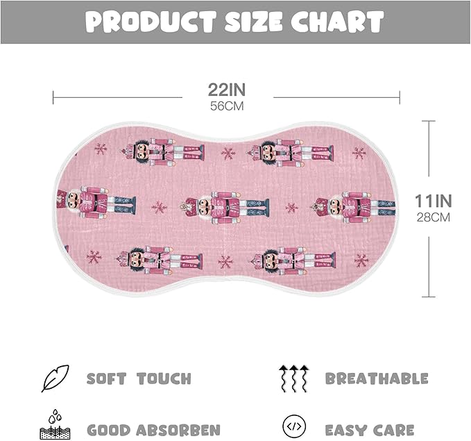 Christmas Nutcrackers Pinks Burp Cloths Baby Boys Girls Absorbent Soft Cotton Burping Cloths Rags 4 Pack
